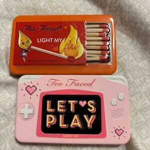 Too Faced Orange and Pink Makeup Tins